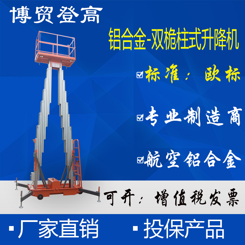 欧标 铝合金双桅柱式升降机-电动液压升降机-尊龙凯时